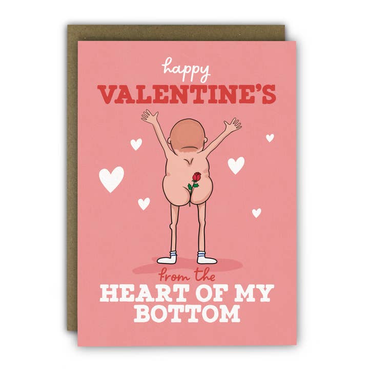 Funny Valentine's Day Card - A6 Cheeky Bottom Love Card for wholesale by RUNNING WITH SCISSORS - USA SHIPPED DDP - WE PAY DUTIES