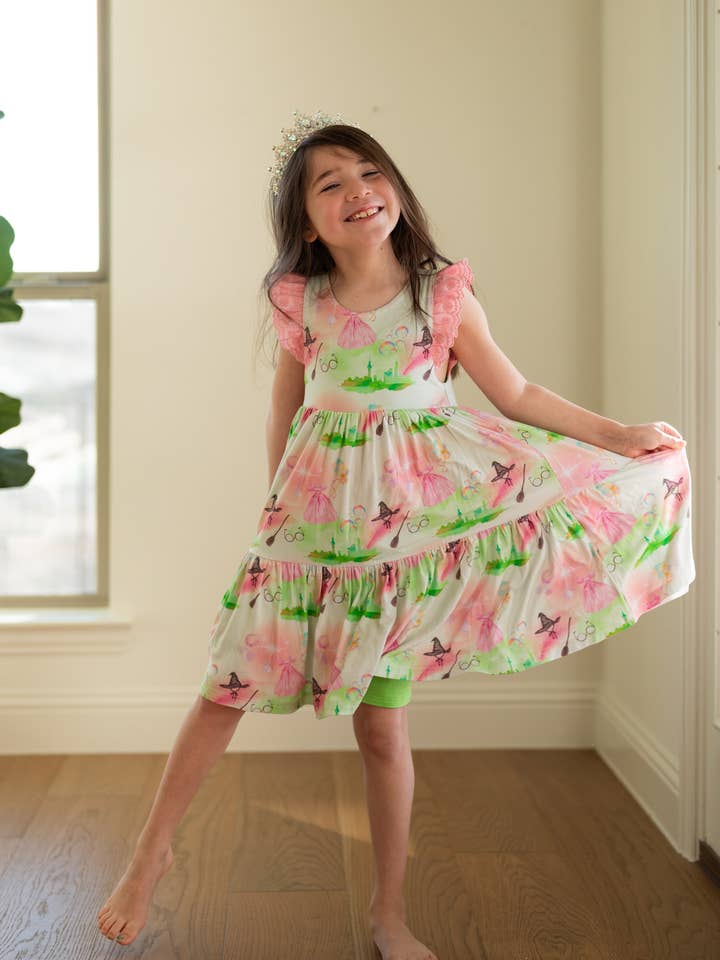 Riley & Rett – Engroshandel Kjole - Børn – Populær Flæse Blondeærme Lagdelt Snurretur4