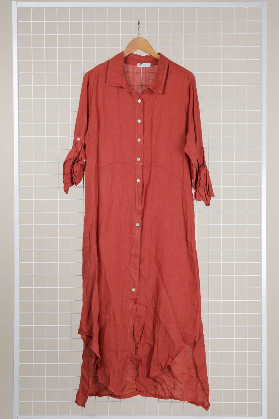 la maison des fibres naturelles - Wholesale Button Down Shirt - Women's - Long shirt dress 68036 100% LINEN13