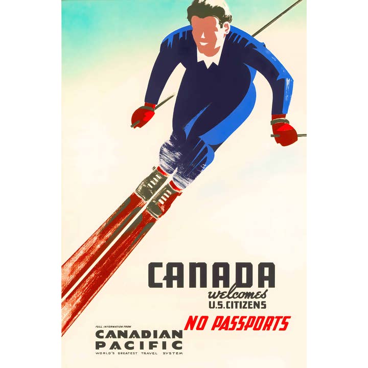 Ad - CP - No Passports Needed Vintage Style - Photo Print for wholesale by Art Ramka Inc.