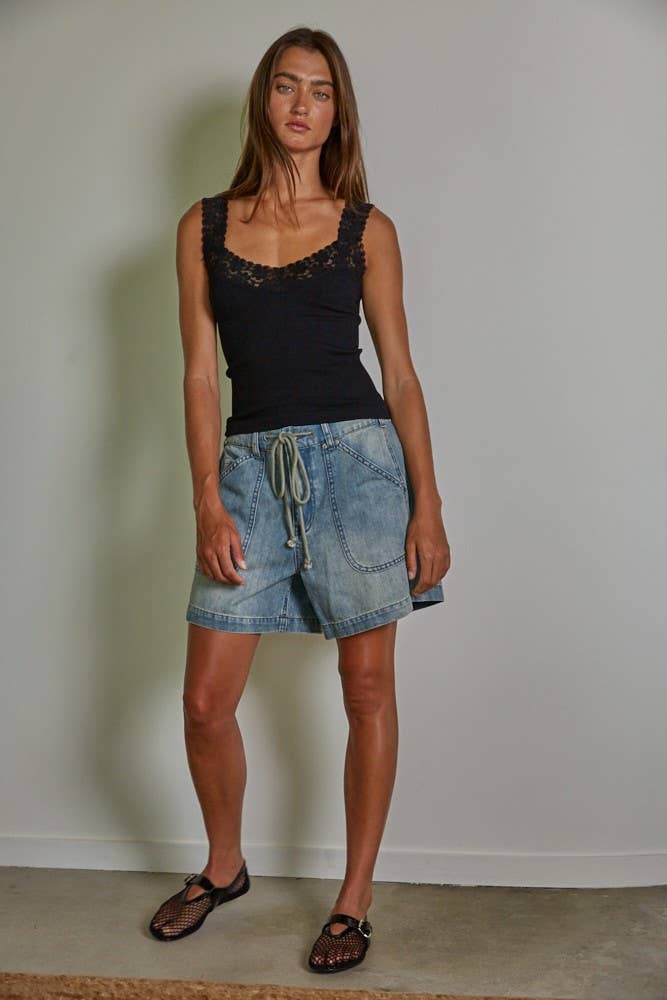 By Together – Großhandel Tanktop – Damen – S1217N | Strick-Top mit Nahtloser Rippstruktur und Spitzensaum2