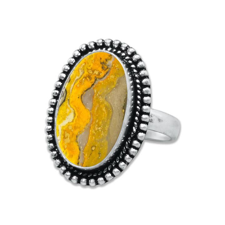 Handmade Jewels - Wholesale Cocktail/Statement Ring - Bumblebee Jasper Rings – Handmade, Silver-Plated, Designer (Made to Order)5