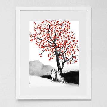 Persimmon Tree Art Print for wholesale by RICE&INK