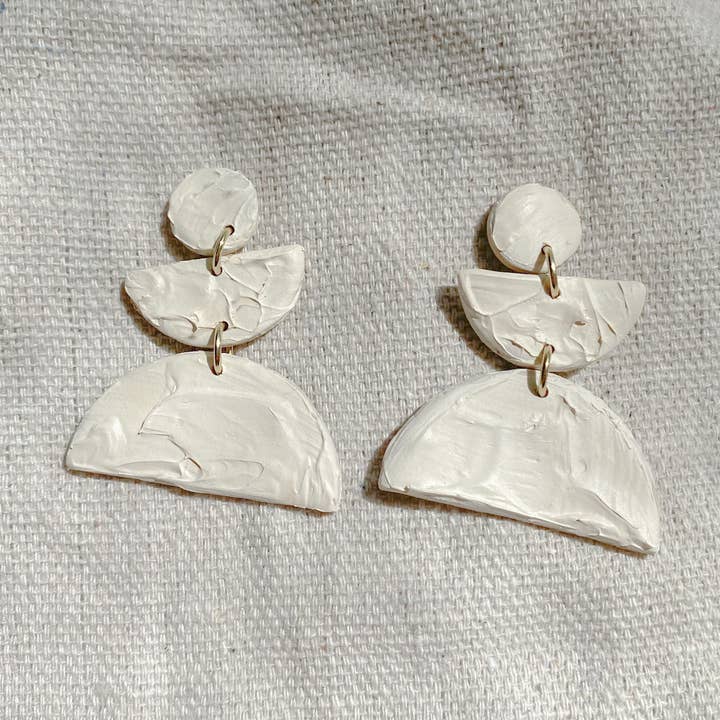 Handpainted Textured Studs - Cream for wholesale by Like Wildflower