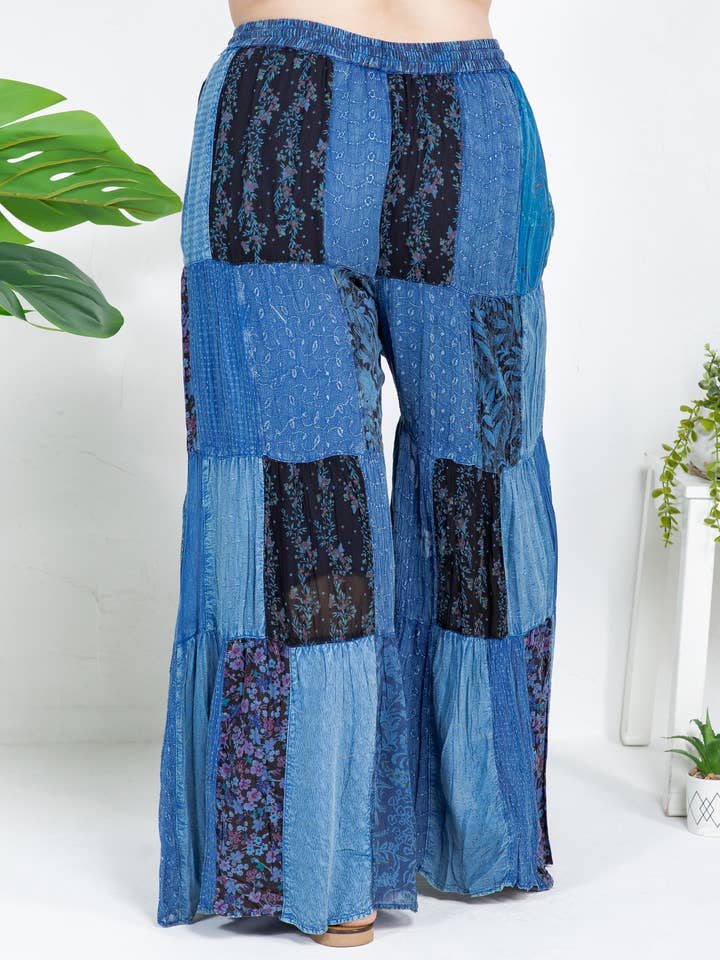 Young Threads - Wholesale Pants - Women's - Retro Revival Long Flared Patchwork Pants (New Color)59