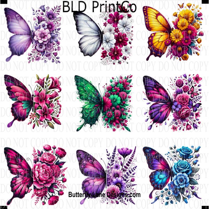 CAPS 15 Floral Butterflies-Set 2 for wholesale by BLD Print Co