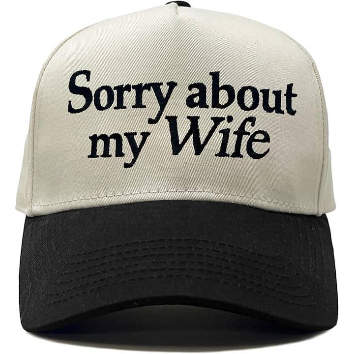 Funky Junque - Wholesale Baseball Cap - Unisex - Two Tone Cap - Sorry About My Wife - Black/Beige