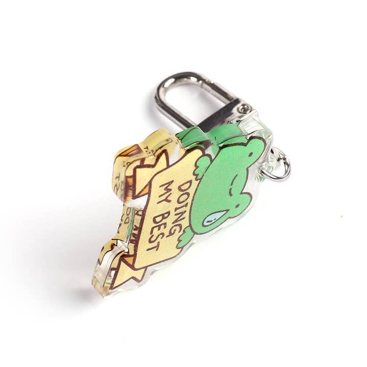 Wanderella - Wholesale Keychain - Women's - Kawaii Green Frog Keychain with Glitter Charm