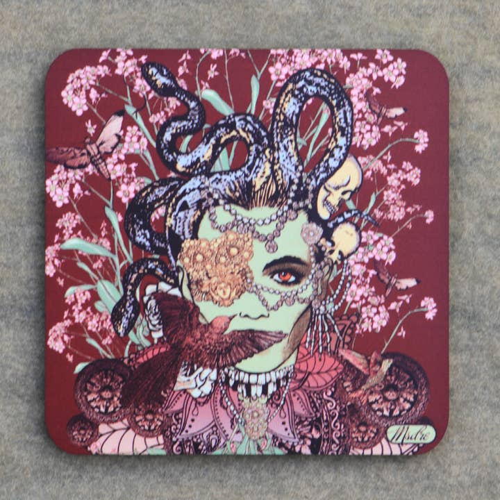 Msdre – wholesale Coasters – Medusa Greek Snake Goddess Coaster By Artist0