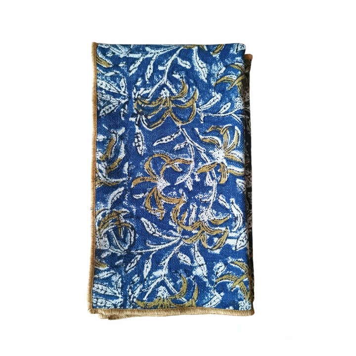 Nayda Diaries - Wholesale Tea Towel - Blue block floral kitchen towel