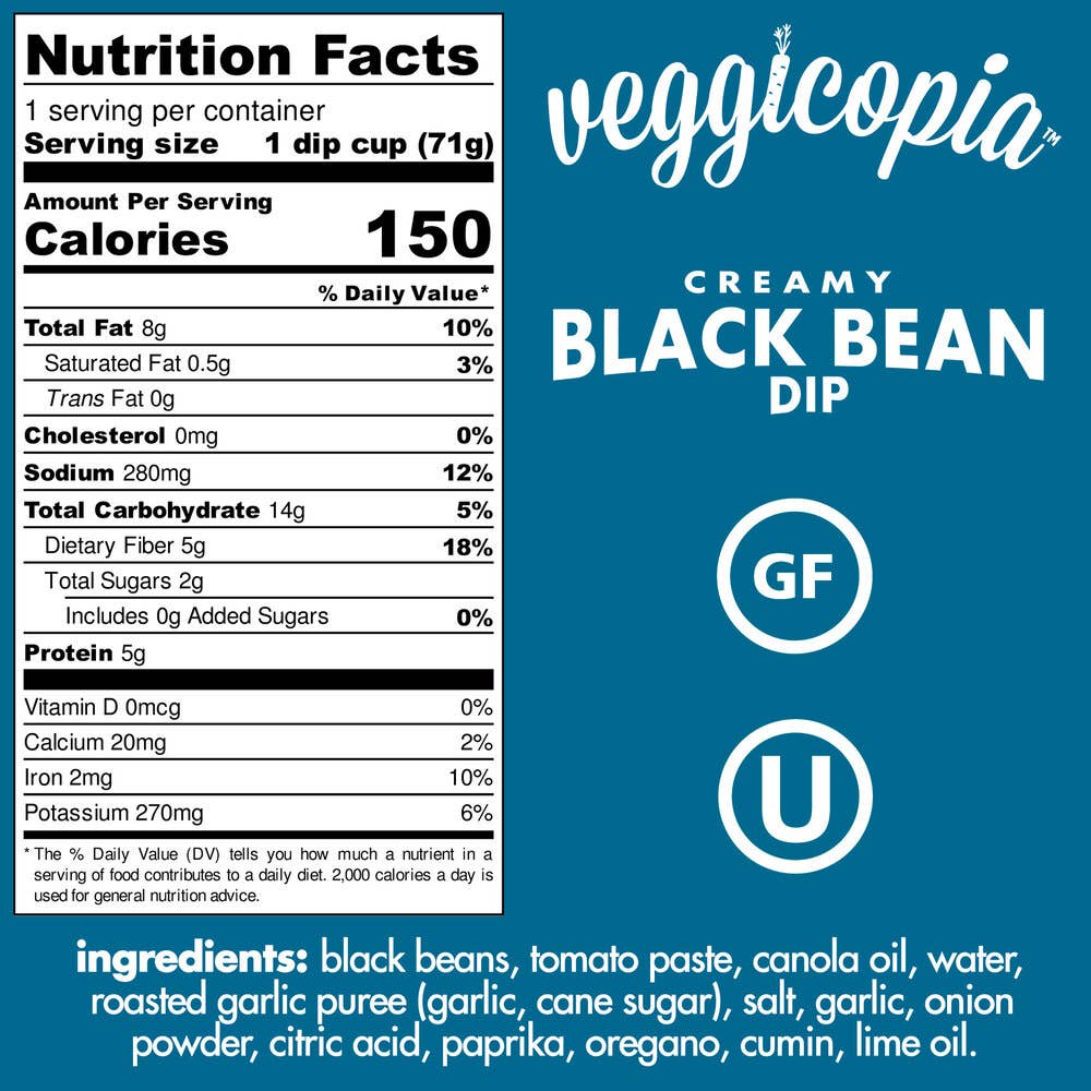 Veggicopia - Wholesale Dip - Veggicopia Black Bean Dip - Single Serve 2.5oz3