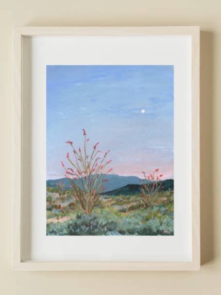 „Ocotillo Dawn“ ørken kunsttryk i størrelse 8 „x10" eller 11 „x14" for engroshandel hos Miranda Morehouse Fine Art