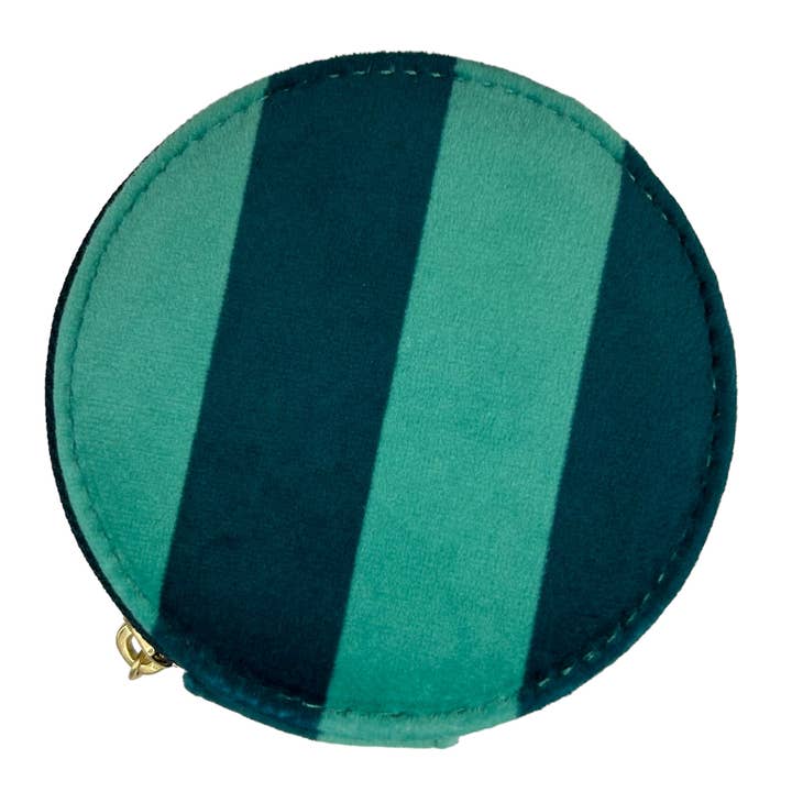 Jewellery travel pot in teal stripe for wholesale by Sixton London