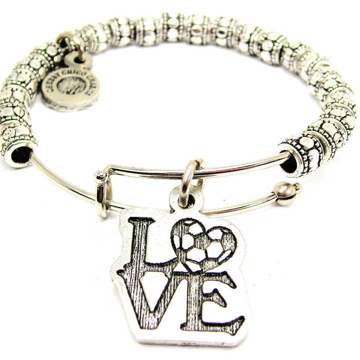 Kærlighed Med Soccer Ball Metal perle armbånd Hold Sport Hobby for engroshandel hos Chubby Chico Charms