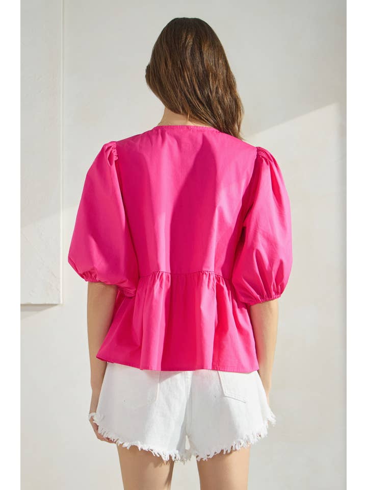 Oddi - Wholesale Blouse - Women's - Solid Cotton Poplin Front Tie Ribbon Blouse8