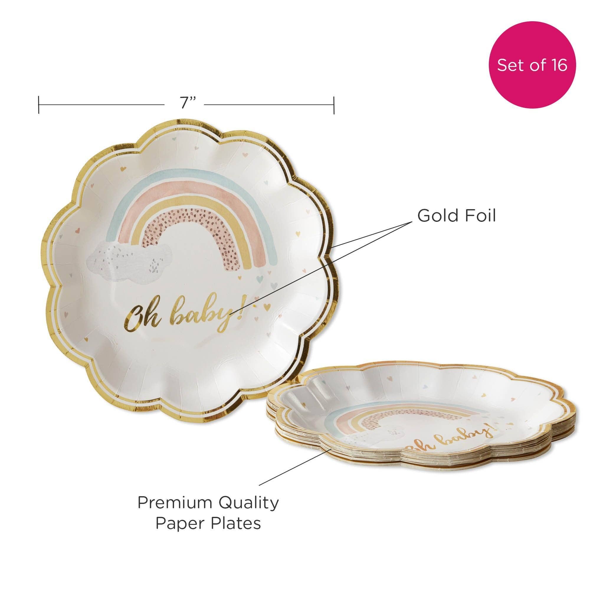 Kate Aspen – wholesale Porslin för engångsbruk – Boho Rainbow Baby 62 Piece Party Porslin Set (16 Gäster)8