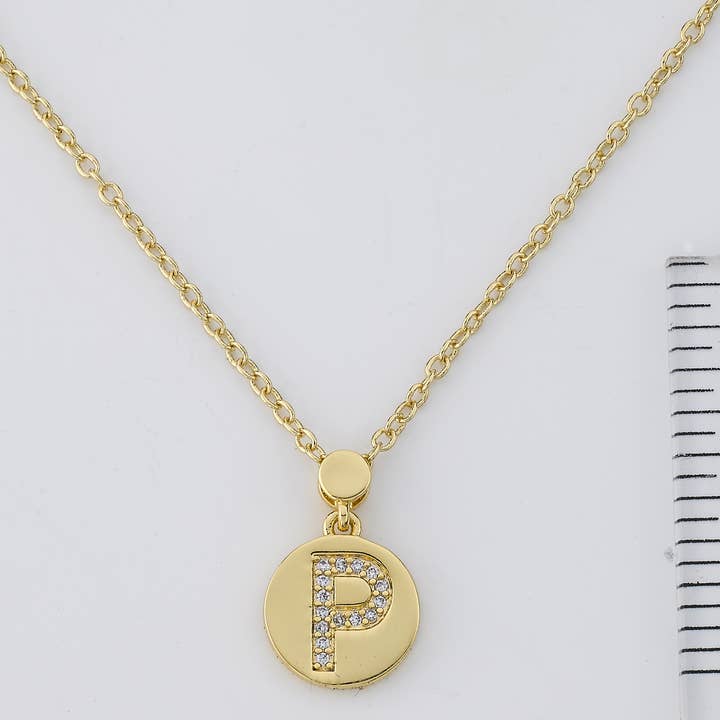 Little Miss Twin Stars - Wholesale Pendant/Charm Necklace - LMTS Classic! Initial Disc Pendant Necklace100