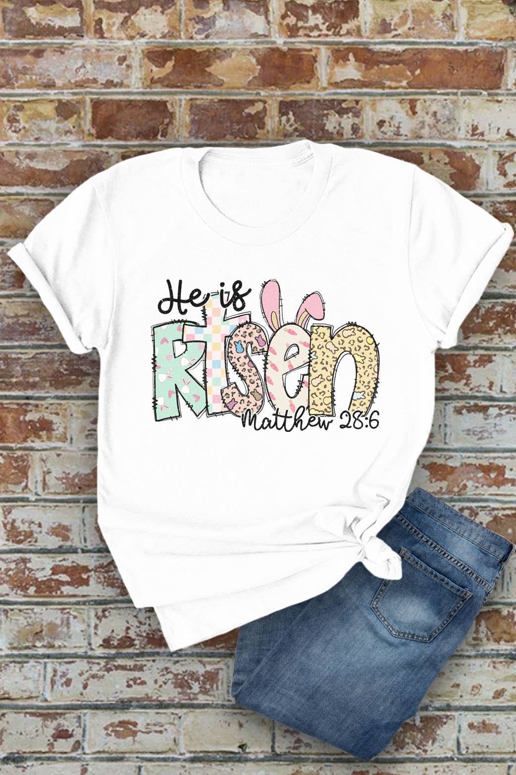 Top Avenue – wholesale Screen printed t-shirt – Women′s – He Is Risen Easter, Unisex Round Neck T-Shirt0