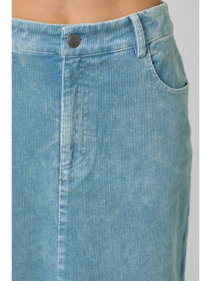 Mystree - Wholesale Skirt - Women's - 60742 Washed Front Slit Corduroy Skirt5