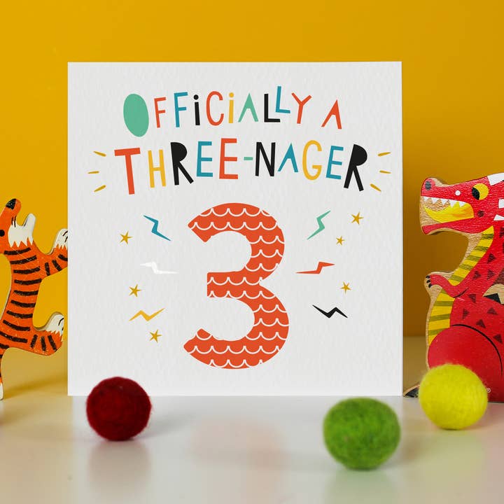 Offiziell ein Dreikäsehoch Geburtstagskarte zum 3. Geburtstag - Orange für den Großhandel von Dotty Black