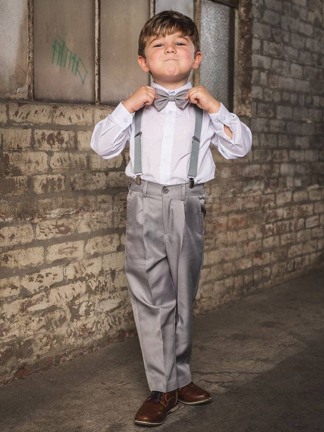 "Wyatt" Kids Heather Grey 4-Piece Barn Wedding Set for wholesale by Cardi International