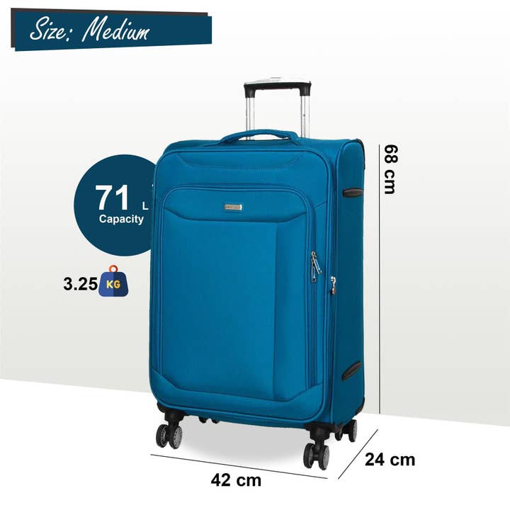 Infinity Leather (Upperclass Fashions Ltd) – wholesale Luggage – Soft Lightweight Dual 4 Wheel Suitcase Luggage