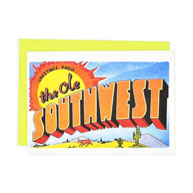 Salutations de : Ole Southwest - Carte et impression risographique pour la vente par Next Chapter Studio