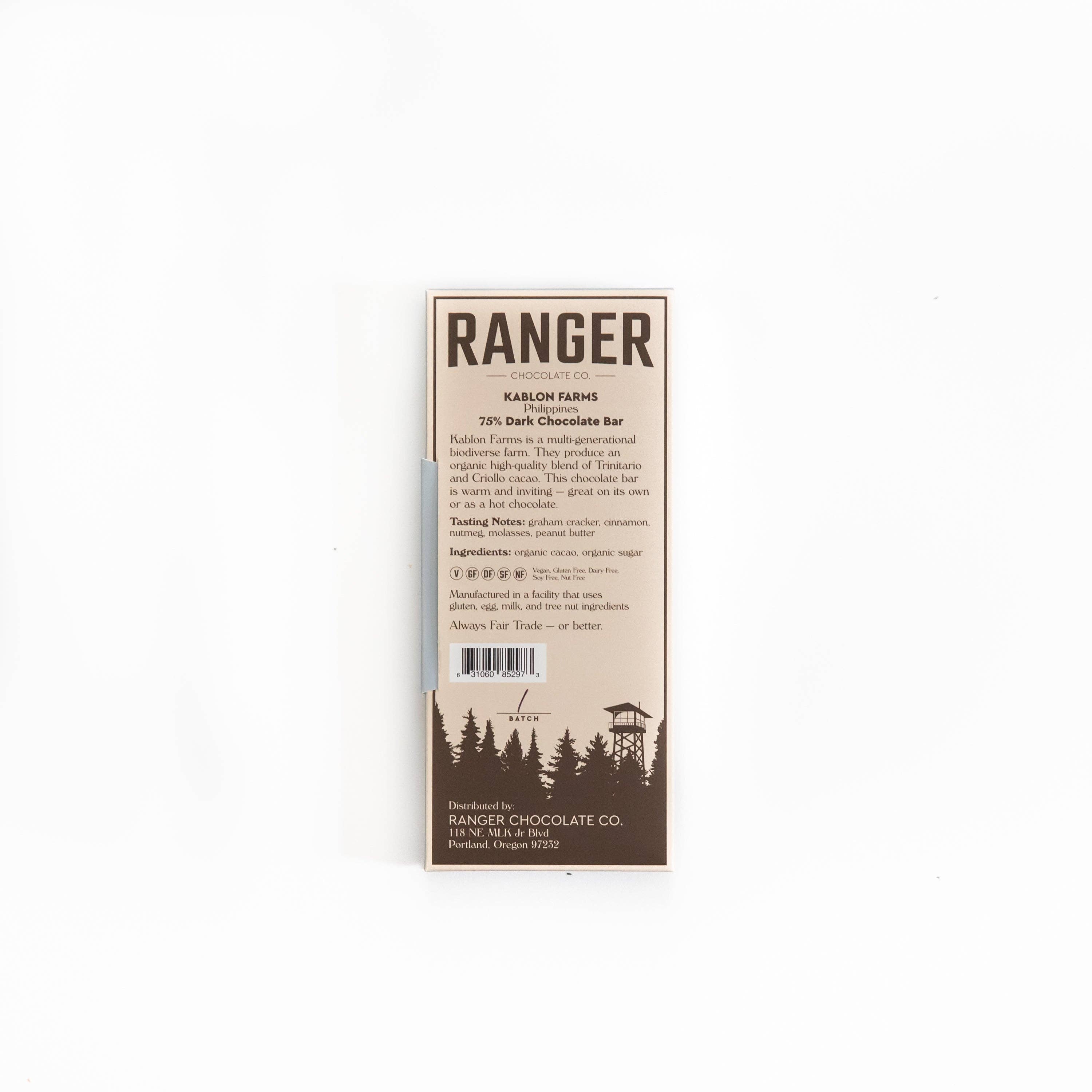Ranger Chocolate Co. - Wholesale Chocolate Bar - Kablon, Philippines, 75% Dark Chocolate Bar (Single-origin)2