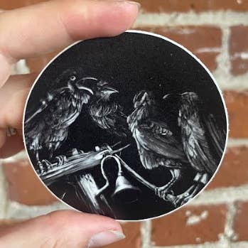 Ravens Muse at the Stars Vinyl Sticker, Waterproof Sticker for wholesale by Signum Somnia