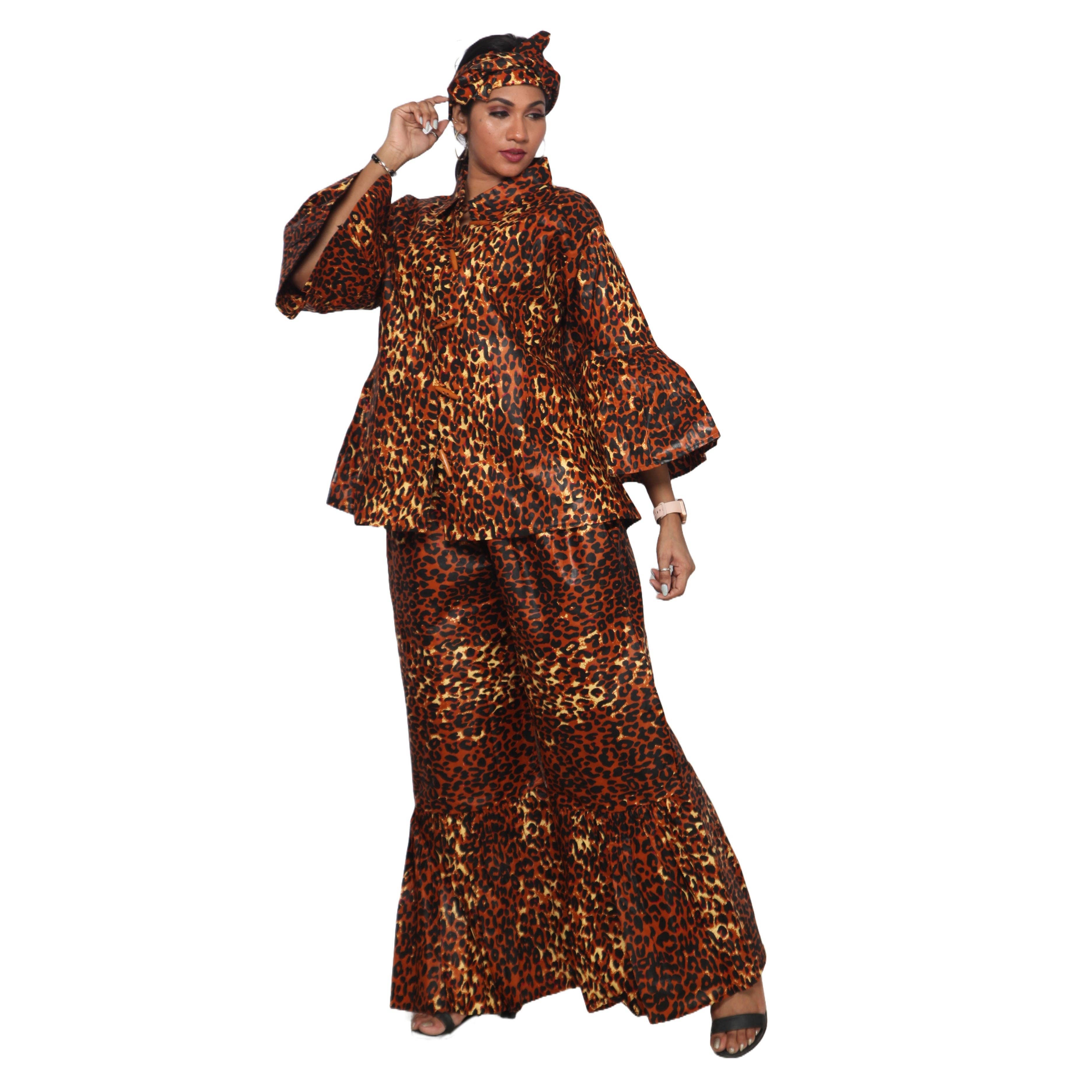 African Stars - Vente Ensemble haut et pantalon (PAS d'intérieur) - Femme - Ensemble Chemisier Femme et Pantalon Palazzo -- Imprimé FI-40501