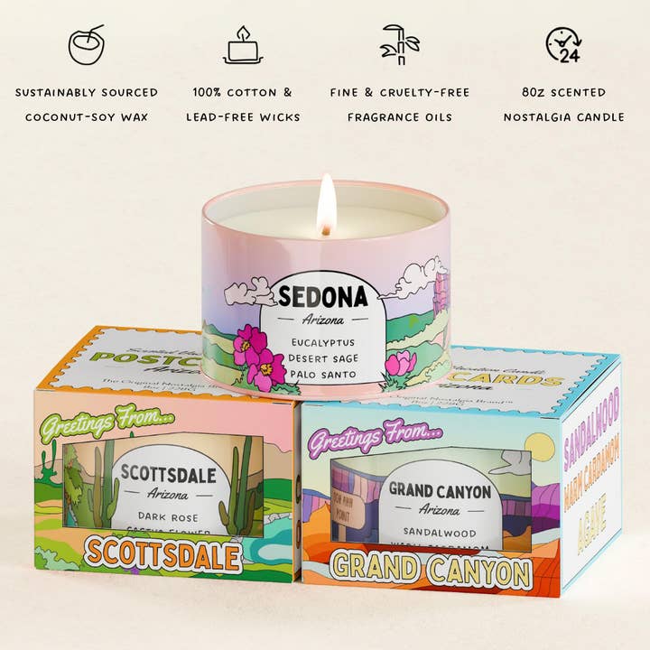 Postcards - Wholesale Jar/Filled Candle - Grand Canyon, Arizona | Scented Destination Candle