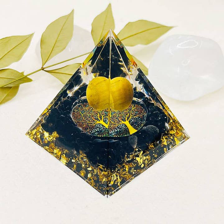GemMeet - Wholesale Spiritual Stone/Crystal - Tiger Eye Sphere & Obsidian Protection Orgone Pyramid1