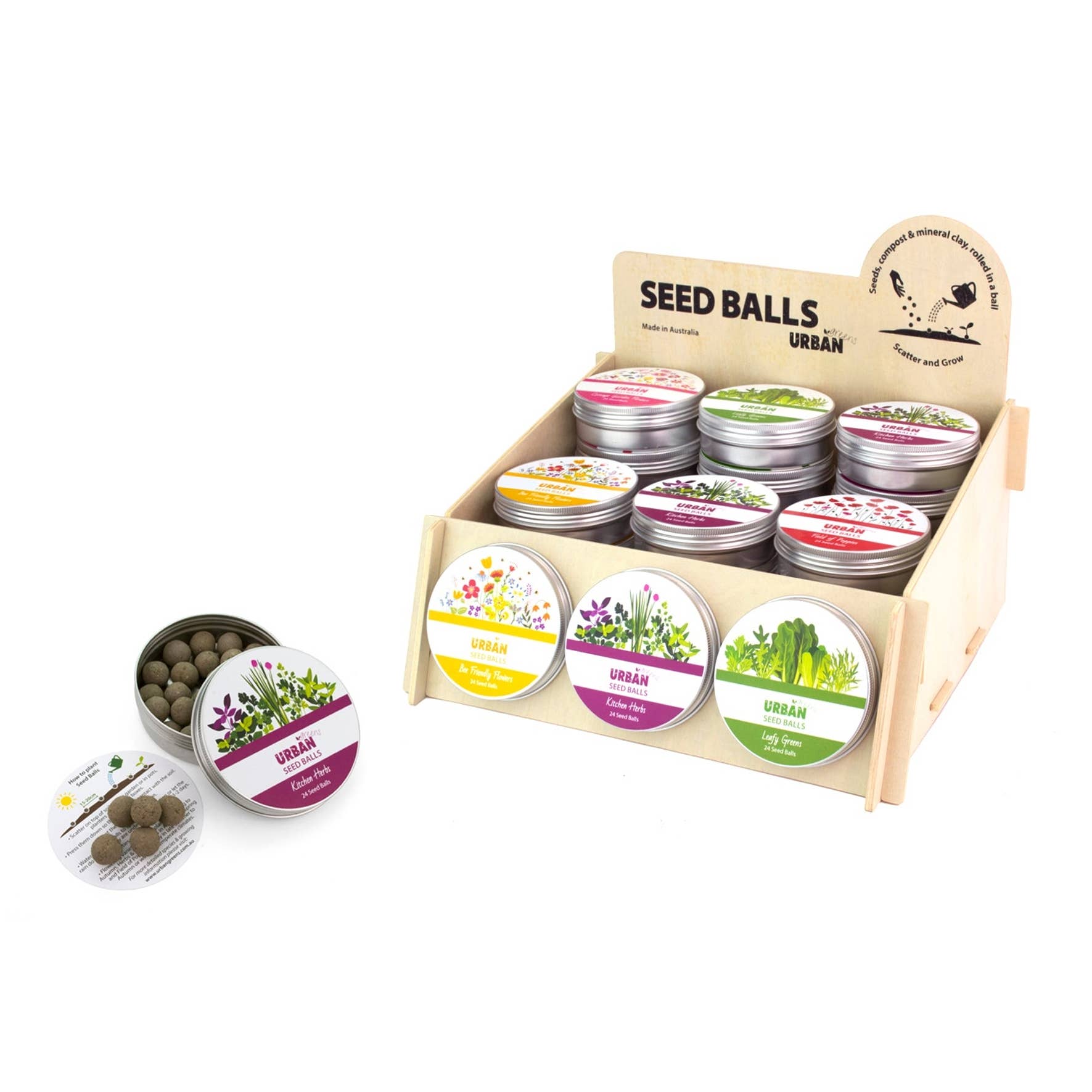 Urban Greens - Wholesale Plant Seeds - Seed Balls Counter Display including 30 Tins of Seed Balls2