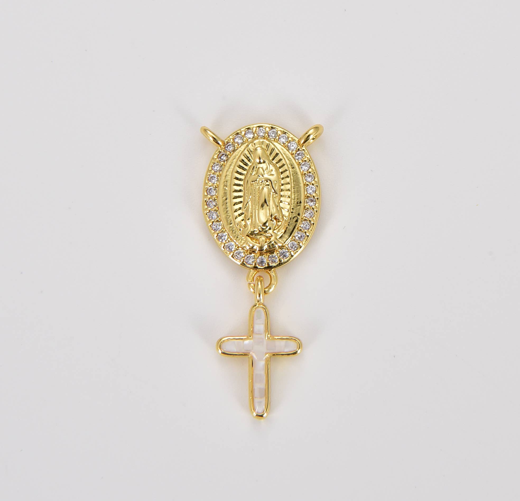 Beads Creation - Wholesale Individual Charm/Pendant - Virgin Mary Centerpiece Y Connector Rosary Charm, CN4522