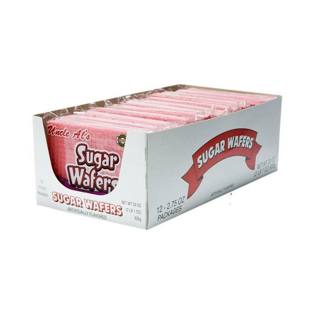 Long Island Candy Factory - Wholesale Cookie - Uncle Al's Famous Sugar Wafers Strawberry 2.75 oz 12 ct