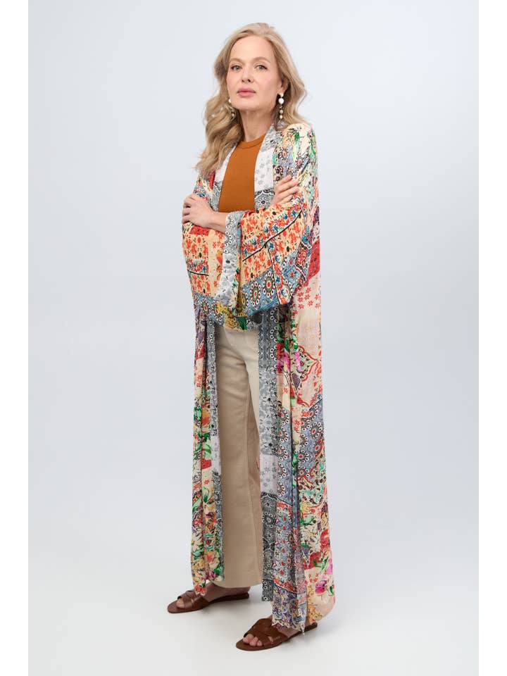 SAACHI - Wholesale Kimono - Women's - Mixed Floral Long Kimono Duster5