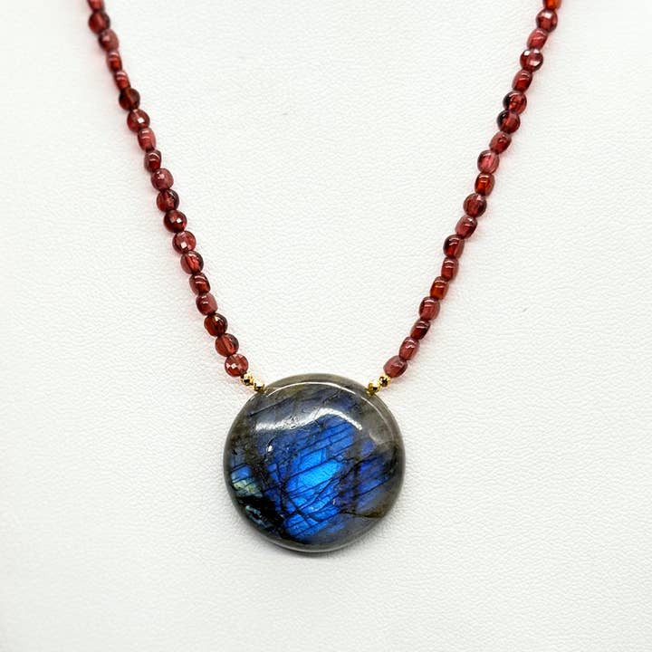 Labradorite & Garnet Round Necklace for wholesale by Susan Roberts Jewelry
