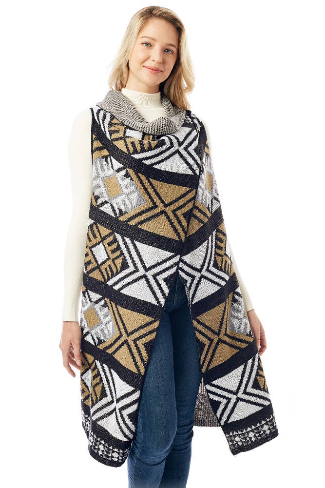 Hana - Wholesale Outerwear Vest - Women's - Aztec Pattern Vest with Button6