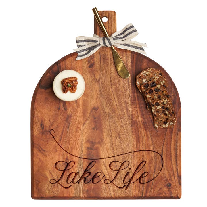 Acacia Bevel Board w/ Ribbon & Spreader | Lake |15 x 12" for wholesale by Sophistiplate