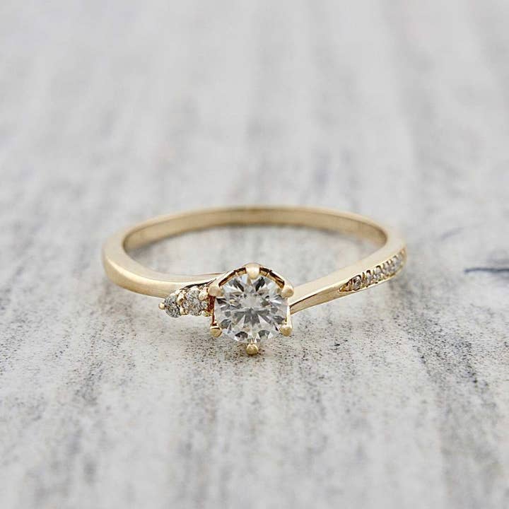 Mathieu Blanchard - Vendita all'ingrosso Anelli multipietra - Anello solitario in oro 10K e moissanites3