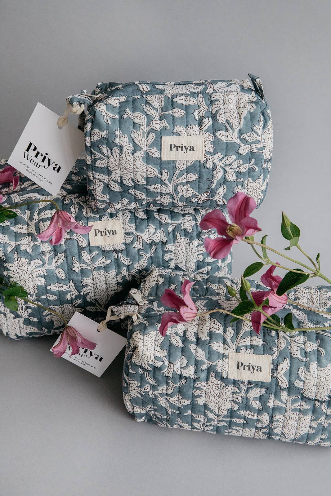 Priya Wear - Wholesale Makeup/Cosmetic Bag - Organic cotton cosmetic bag smoky blu (washbag/pouch/makeup)1