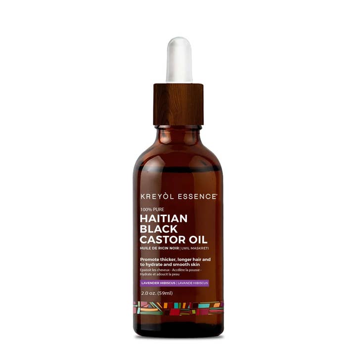 Huile de ricin noire haïtienne : lavande et hibiscus biologiques (2 oz) 6 pièces pour la vente par Kreyol Essence