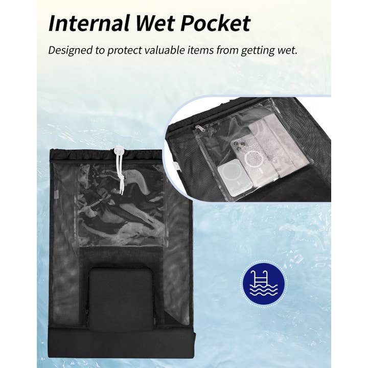 wandf - Wholesale Beach Bag - Mesh Drawstring Bag Swim Bag Quick-Dry Shoulder Strap21