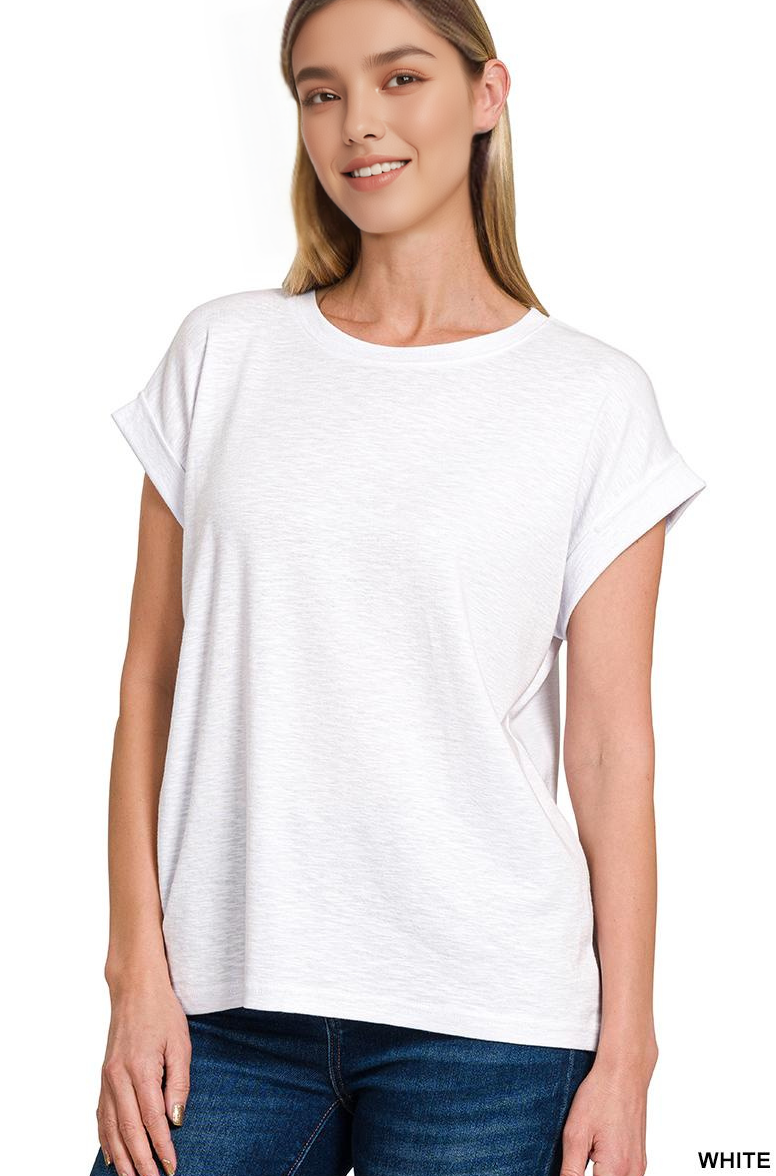 42POPS - Wholesale Knit Top - Women's - ._ Cotton Modal Slub Rolled Sleeve Tee18