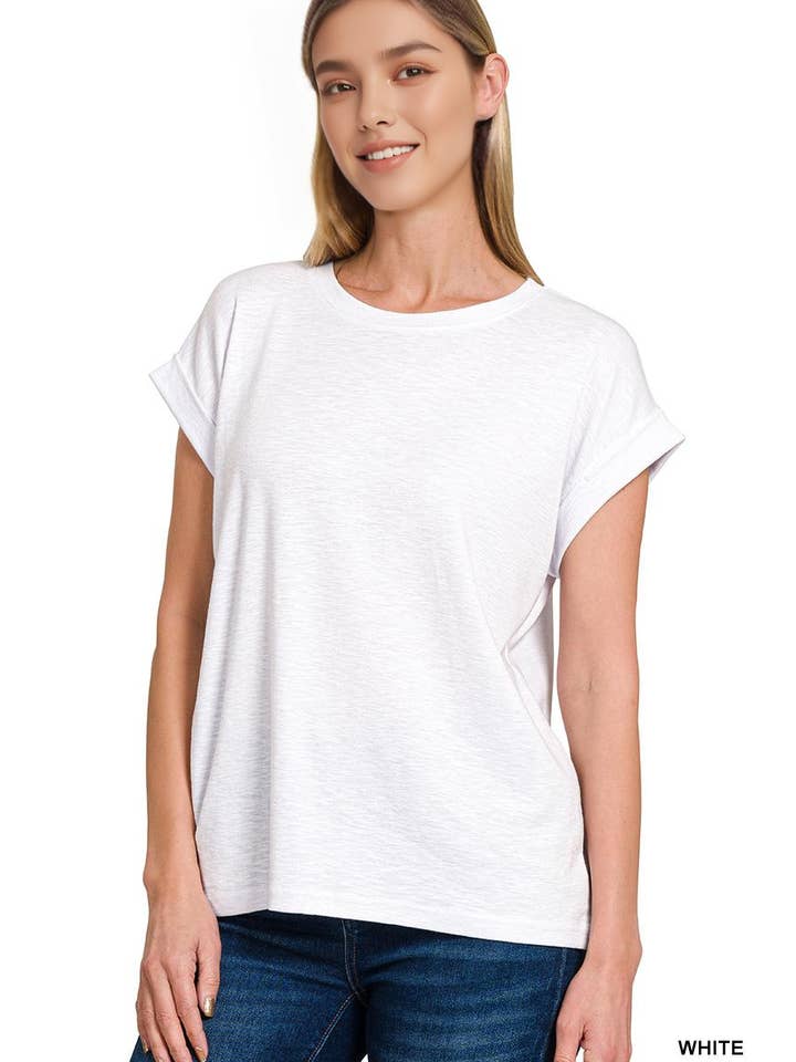 42POPS - Wholesale Knit Top - Women's - ._ Cotton Modal Slub Rolled Sleeve Tee18