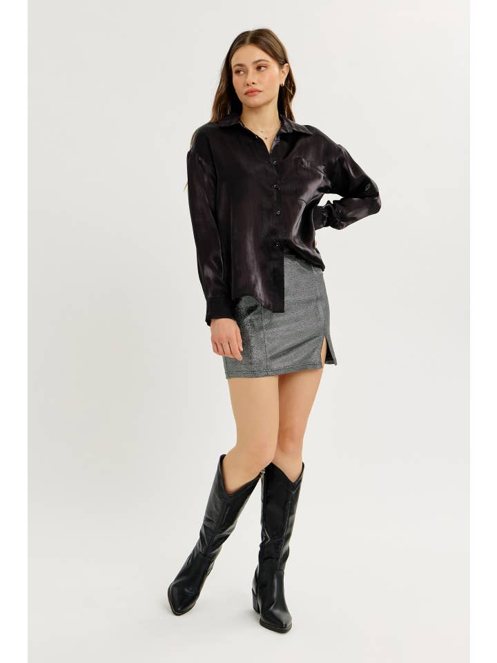 idem ditto - Wholesale Skirt - Women's - FESTIVE ESSENTIAL METALLIC MINI SKIRT WITH FRONT SLIT16