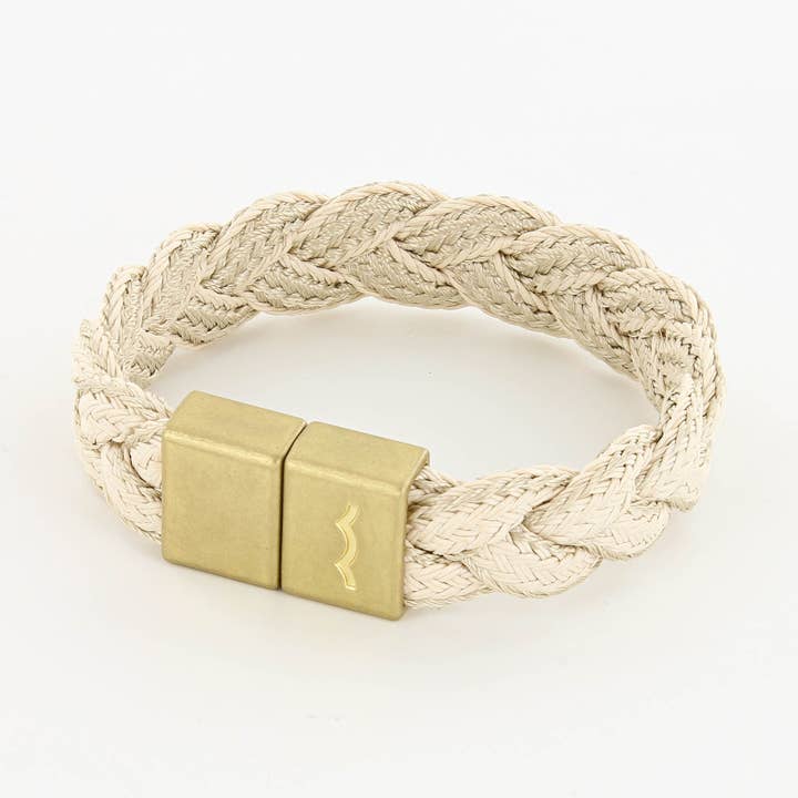 League Bracelet with Braid and Magnetic Clasp in Brass for wholesale by Sailormade