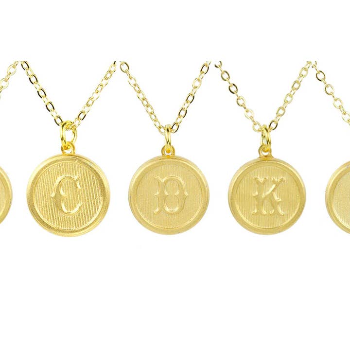 TYPEWRITER MONOGRAM GOLD ALPHABET NECKLACE PROGRAM (KIT OF 1 for wholesale by The Luxe Group