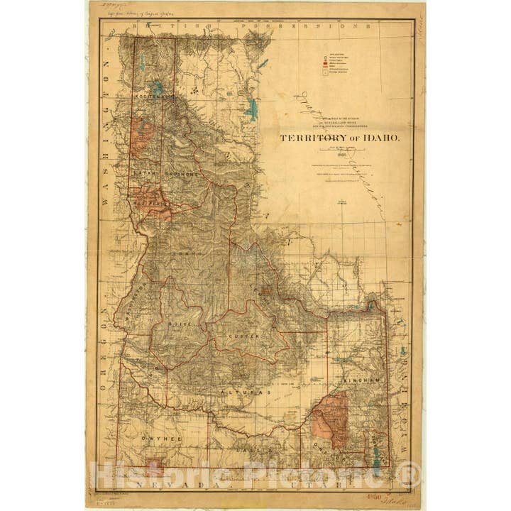 Karte: Idaho 1888, Territorium Idaho für den Großhandel von Historic Pictoric