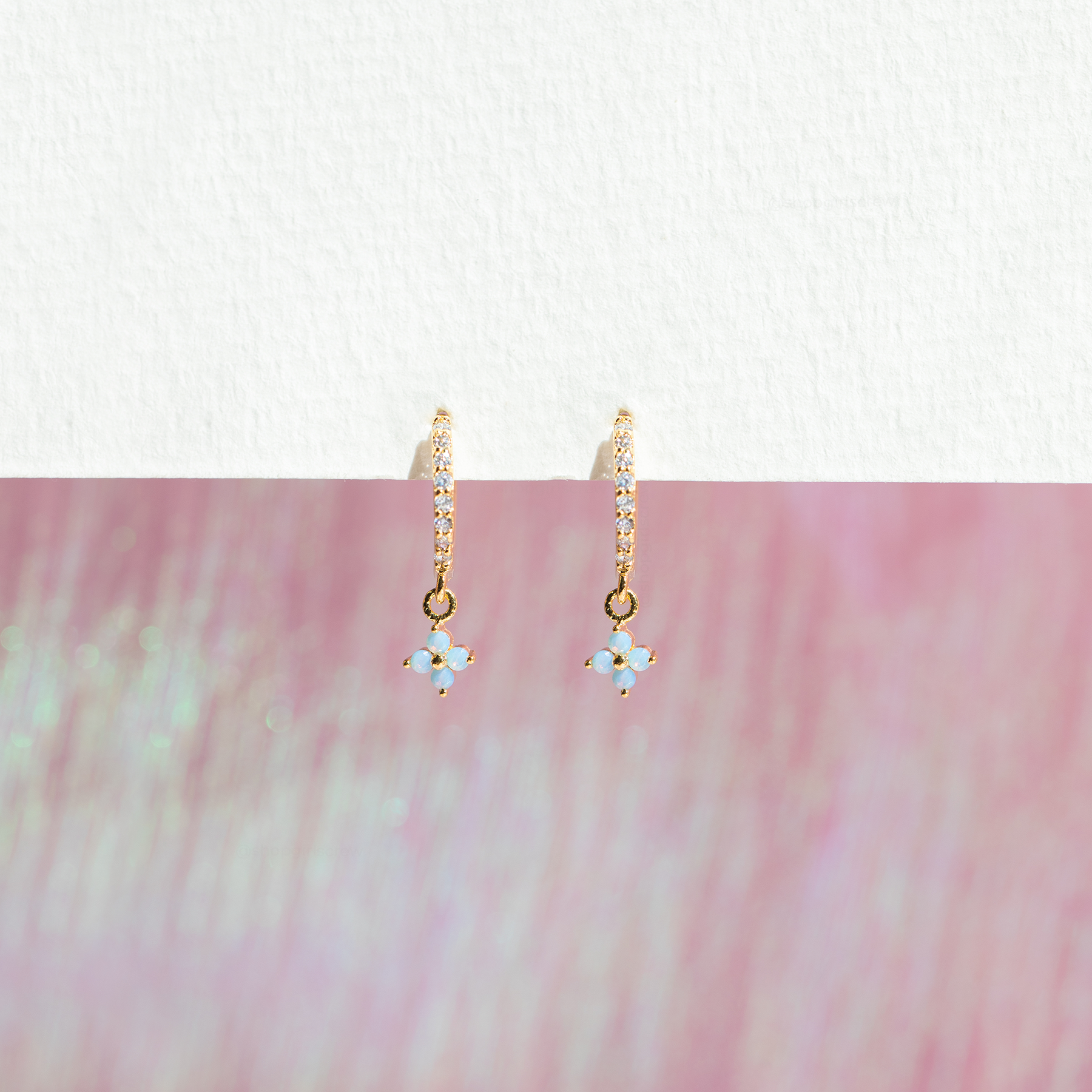 Girls Crew - Wholesale Dangle Earrings - Blue Blossom Love Dangle Hoops1